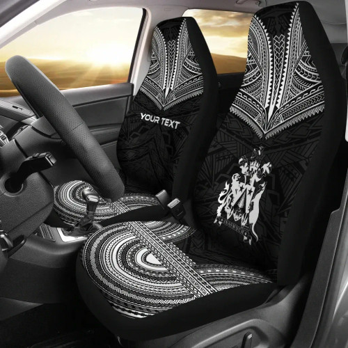 Norfolk Island Custom Personalised Car Seat Cover - Norfolk Island Coat Of Arms Polynesian Chief Tattoo Black Version