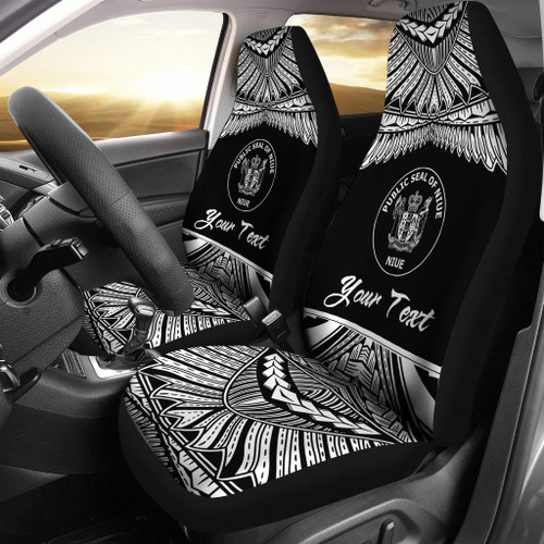 Niue Polynesian Custom Personalised Car Seat Covers - Pride White Version