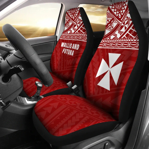 Wallis And Futuna Car Seat Covers - Wallis And Futuna Coat Of Arms Polynesian Tattoo Red