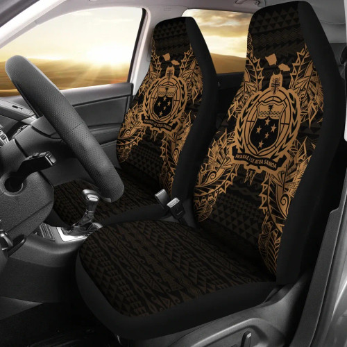 Samoa Car Seat Cover - Samoa Coat Of Arms Map Gold