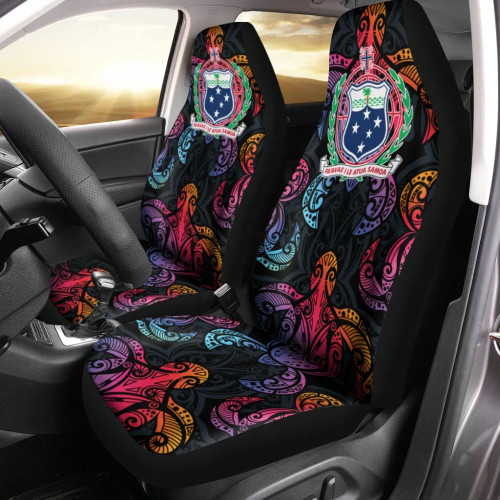 Samoa Car Seat Covers - Sea Turtle In Tribal Polynesian Style