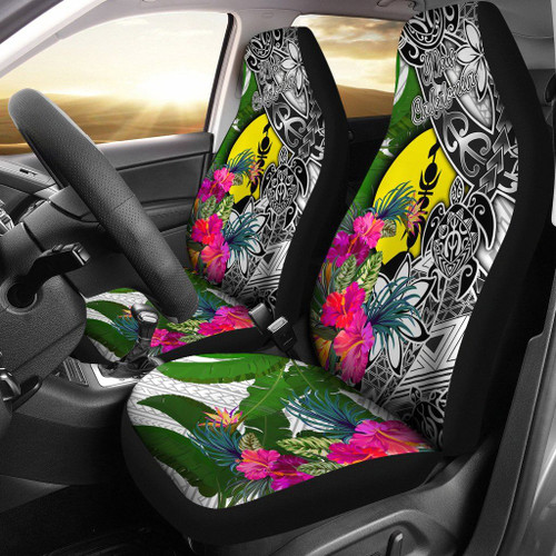 New Caledonia Car Seat Covers White - Turtle Plumeria Banana Leaf