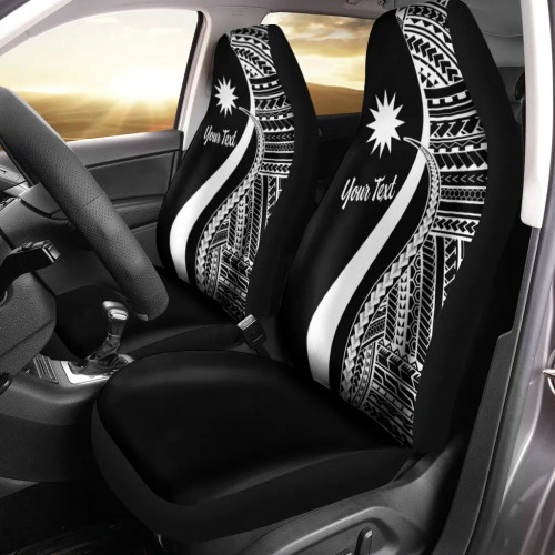 Nauru Custom Personalised Car Seat Covers - White Polynesian Tentacle Tribal Pattern