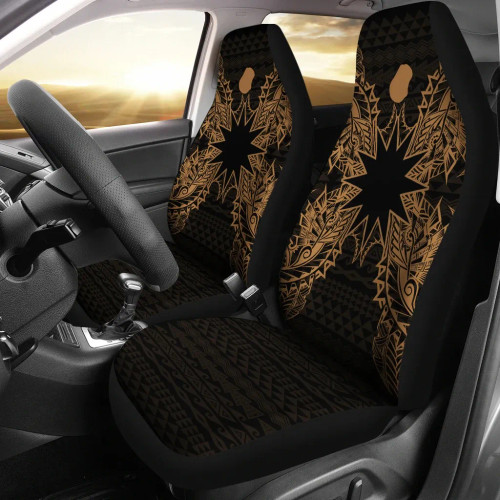 Nauru Car Seat Cover - Nauru Flag Map Gold