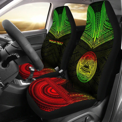 American Samoa Custom Personalised Car Seat Cover - American Samoa Seal Polynesian Chief Tattoo Reggae Version