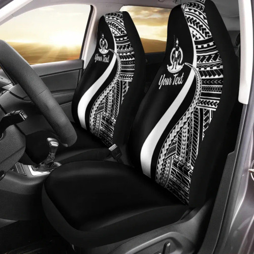 Vanuatu Custom Personalised Car Seat Covers - White Polynesian Tentacle Tribal Pattern