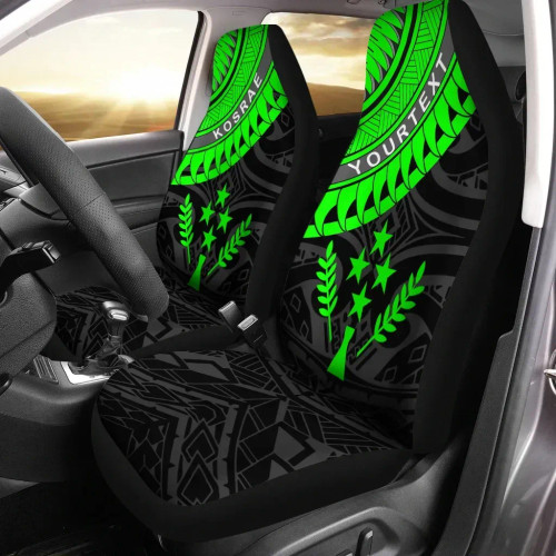 Kosrae Custom Personalised Car Seat Covers - Ginger Lei Pattern Green