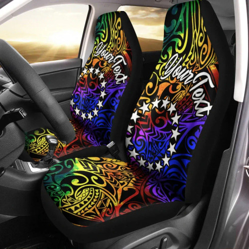 Cook Islands Custom Personalised Car Seat Covers - Rainbow Polynesian Pattern