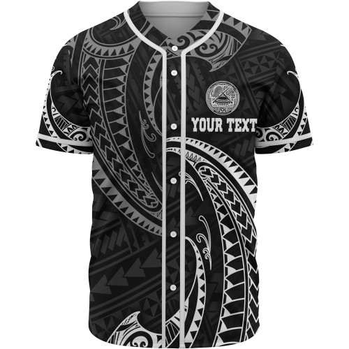 American Samoa Polynesian Custom Personalised Baseball Shirt - White Tribal Wave