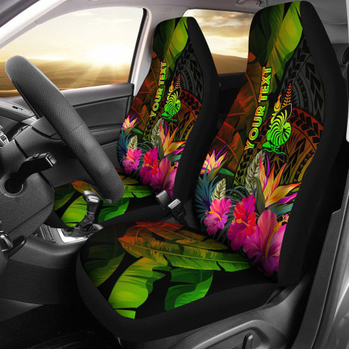 New Caledonia Polynesian Personalised Car Seat Covers- Hibiscus and Banana Leaves