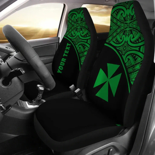 Wallis and Futuna Custom Personalised Car Seat Covers - Wallis and Futuna Coat Of Arms Polynesian Green Curve