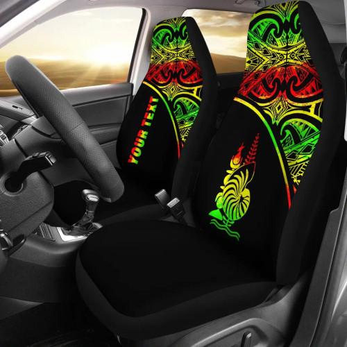 New Caledonia Custom Personalised Car Seat Covers - New Caledonia Coat Of Arms Polynesian Reggae Curve