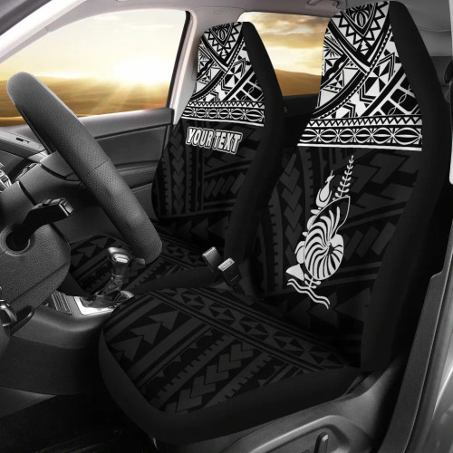 New Caledonia Custom Personalised Car Seat Covers - New Caledonia White Coat Of Arms Polynesian Tattoo