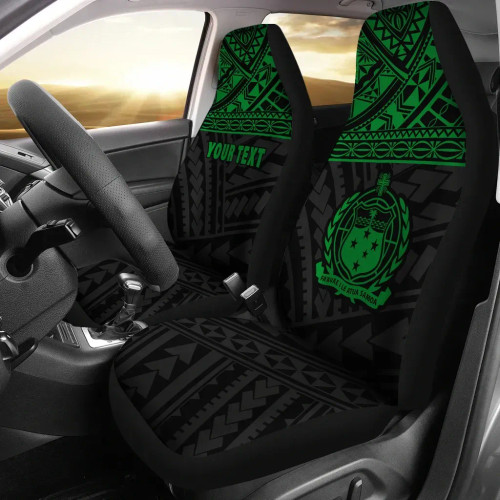 Samoa Custom Personalised Car Seat Covers - Samoa Green Coat Of Arms Polynesian Tattoo