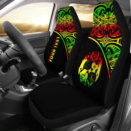 Tonga Custom Personalised Car Seat Covers - Tonga Coat Of Arms Polynesian Reggae Curve