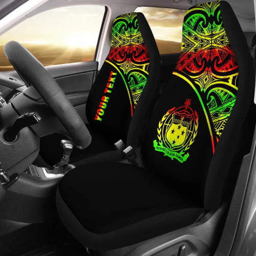 Samoa Custom Personalised Car Seat Covers - Samoa Coat Of Arms Polynesian Reggae Curve