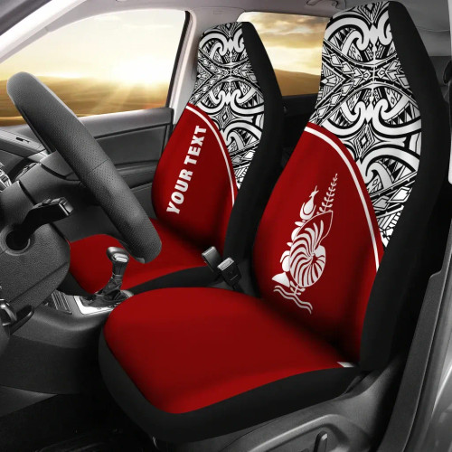 New Caledonia Custom Personalised Car Seat Covers - New Caledonia Coat Of Arms Polynesian Red Curve