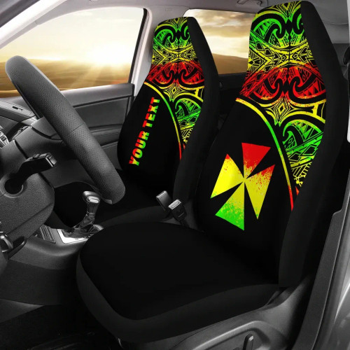 Wallis and Futuna Custom Personalised Car Seat Covers - Wallis and Futuna Coat Of Arms Polynesian Reggae Curve