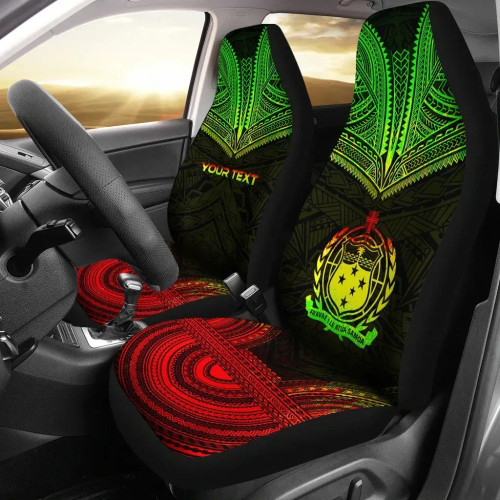 Samoa Custom Personalised Car Seat Cover - Samoa Coat Of Arms Polynesian Chief Tattoo Reggae Version