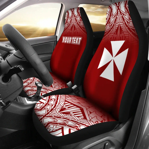 Wallis and Futuna Custom Personalised Car Seat Covers - Wallis and Futuna Coat Of Arms Polynesian Tattoo Fog Red