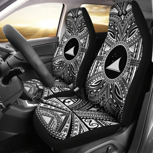 Tokelau Car Seat Cover - Tokelau Coat Of Arms Polynesian White Black