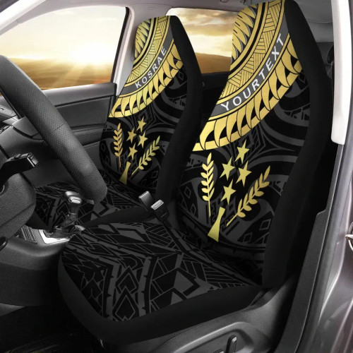 Kosrae Custom Personalised Car Seat Covers - Ginger Lei Pattern Gold