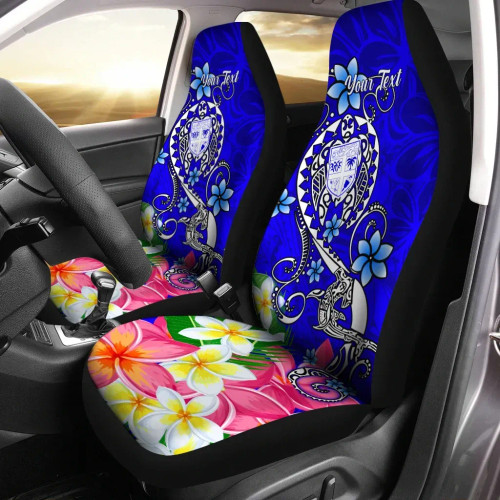 Fiji Custom Personalised Car Seat Covers - Turtle Plumeria (Blue)