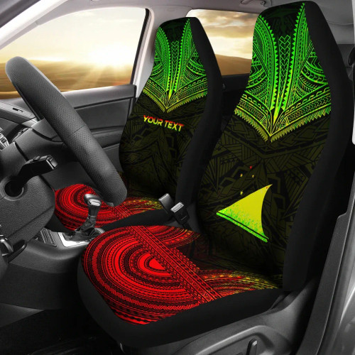 Tokelau Custom Personalised Car Seat Cover - Tokelau Flag Polynesian Chief Tattoo Reggae Version