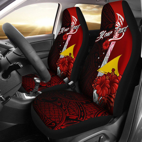 Tokelau Polynesian Custom Personalised Car Seat Covers - Coat Of Arm With Hibiscus