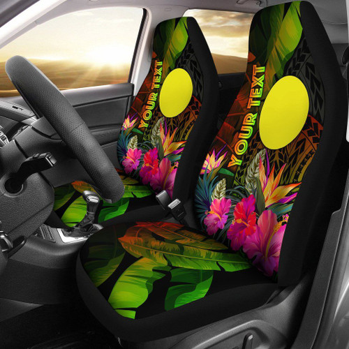 Palau Polynesian Personalised Car Seat Covers -  Hibiscus and Banana Leaves