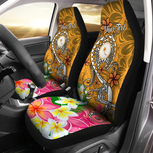 Kosrae Custom Personalised Car Seat Covers - Turtle Plumeria (Gold)
