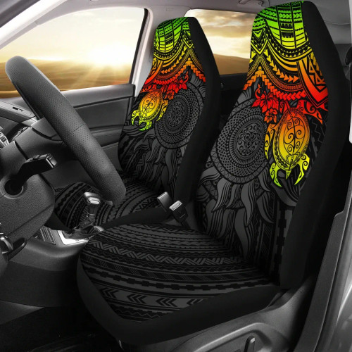 Polynesian Car Seat Covers - Polynesian Reggae Turtle Hibiscus