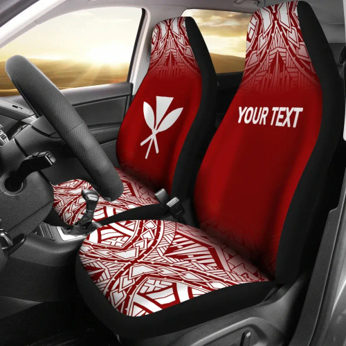 Hawaii Custom Personalised Car Seat Covers - Kanaka Maoli Polynesian Tattoo Fog Red