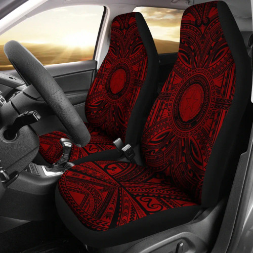 Northern Mariana Islands Car Seat Cover - Northern Mariana Islands Coat Of Arms Polynesian Red Black