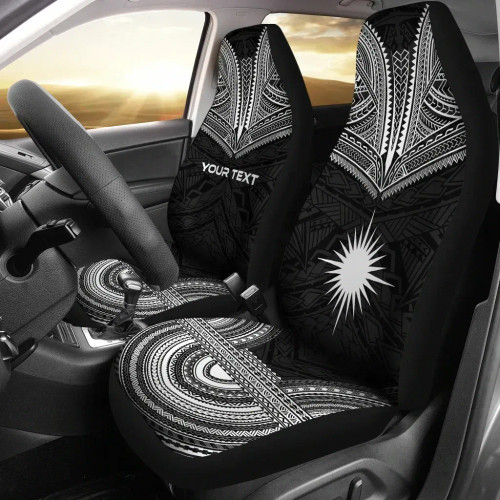 Marshall Islands Custom Personalised Car Seat Cover - Marshall Islands Flag Polynesian Chief Tattoo Black Version