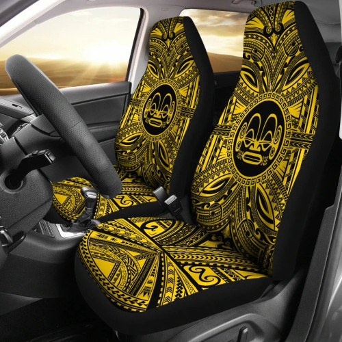 Marquesas Islands Car Seat Cover - Marquesas Islands Coat Of Arms Polynesian Gold Black