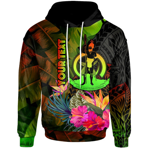 Vanuatu Polynesian Personalised Hoodie -  Hibiscus and Banana Leaves