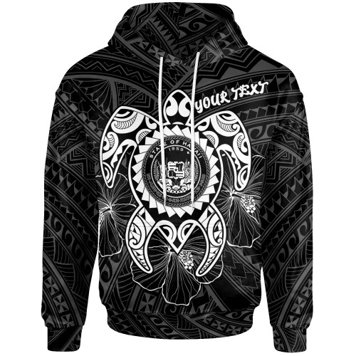 Hawaii Polynesian Personalised Hoodie - Vintage Polynesian Turtle (White)