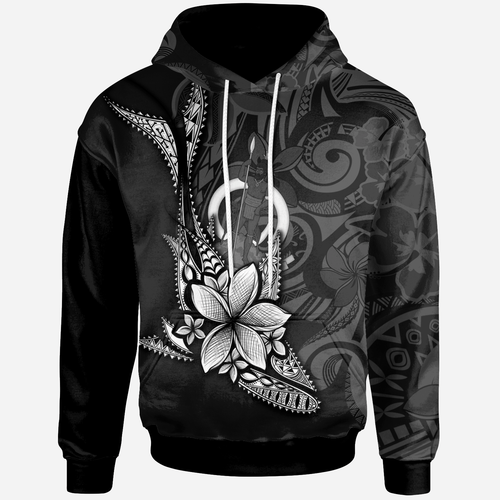 Vanuatu Custom Personalised Hoodie - Fish With Plumeria Flowers Style