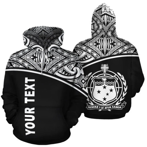 Samoa Polynesian Personalised Custom Hoodie - Black Curve