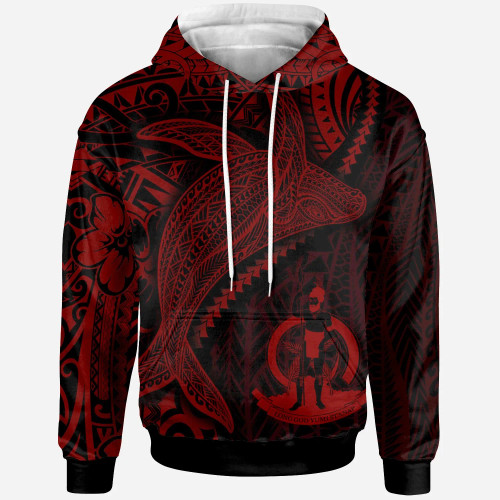 Vanuatu Hoodie - Humpback Whale & Coat of Arms Red