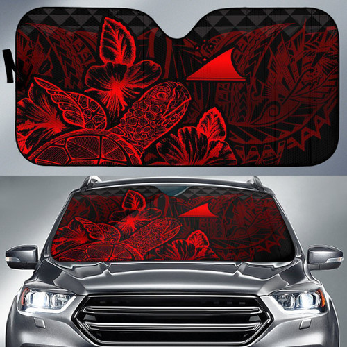 Tokelau Auto Sun Shades Turtle Hibiscus Red