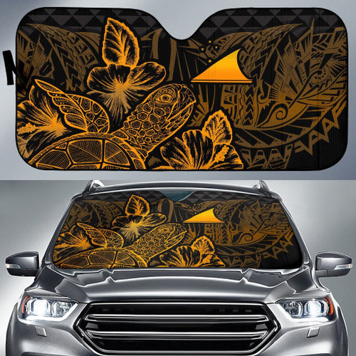 Tokelau Auto Sun Shades Turtle Hibiscus Gold