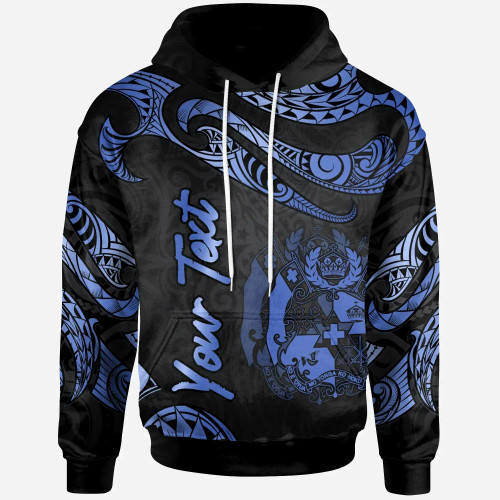 Tonga Polynesian Custom Personalised Hoodie - Poly Tattoo Blue Version