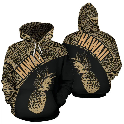 Hawaii Hoodie - Hawaii Pineapple Polynesian Tattoo Gold Version