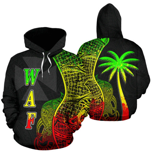 Wallis nd Futuna Polynesian Hoodie Coconut Tree Reggae