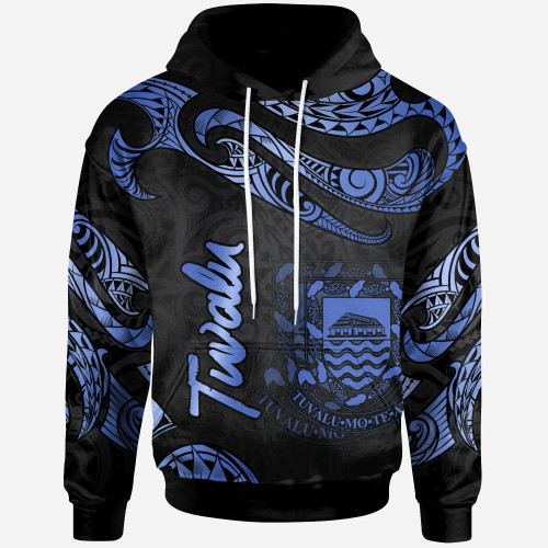 Tuvalu Polynesian Hoodie - Poly Tattoo Blue Version