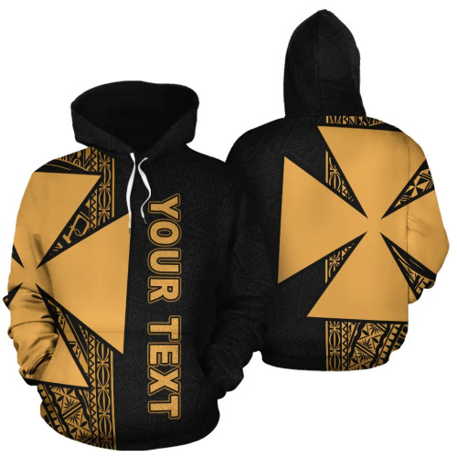 Wallis and Futuna Polynesian Personalised Custom Hoodie - Yellow Line