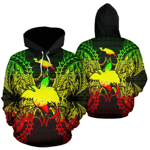 Papua New Giunea Polynesian ll Over Hoodie Map Reggae