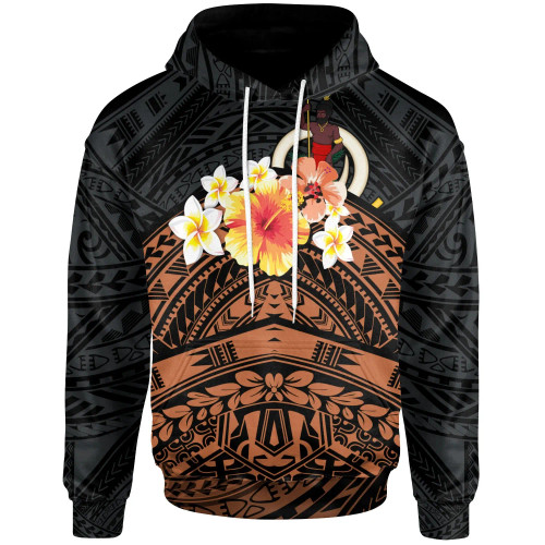 Vanuatu Custom Personalised Hoodie - Tribal Pattern Hibiscus